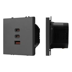 Изображение ARL NOBE USB Розетка тип А+С+С софт-тач серый базальт SCT-MUACC-SFPL-FC-GR (65W, QC3) (Arlight, -)