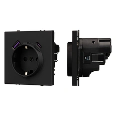 Изображение Розетка с заземлением и USB тип A+C Arlight NOBE, черный оникс soft-touch 054285(1)